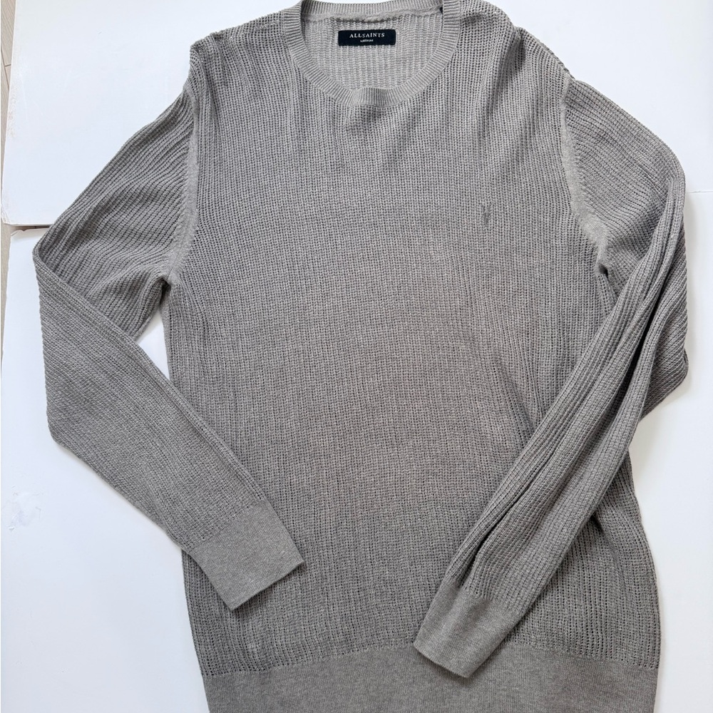All Saints Men's Crewneck Sweater in Soft Gray